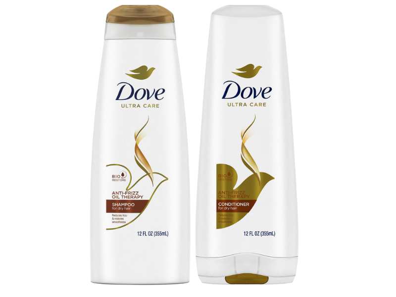 Dove Anti Frizz Oil Therapy Shampoo + Conditioner, 12 fl oz/355 mL