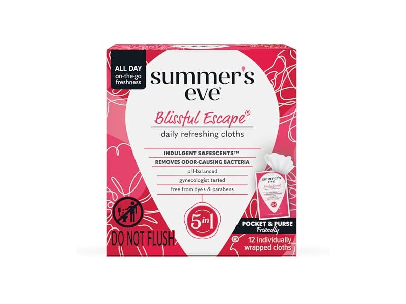 Summer's Eve Daily Refreshing Cloths, Blissful Escape, 12 Count