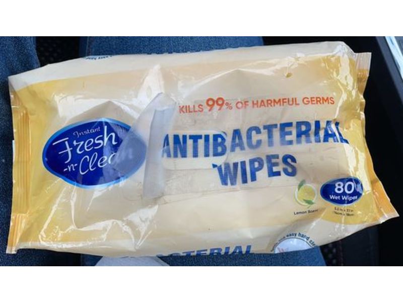 Fresh 'N Clean Antibacterial Wipes, Lemon Scent, 80 Ct