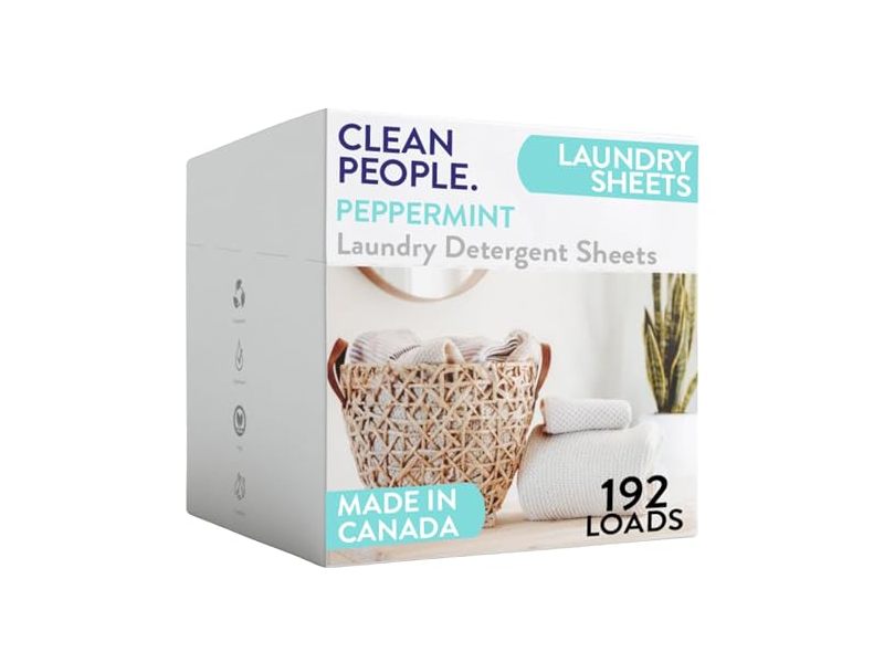 The Clean People Ultra Concentrated Laundry Detergent Sheets, Peppermint, 192 Loads