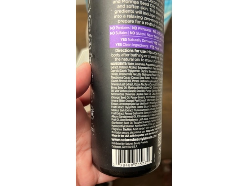 Nature's Beauty Sleep Body Lotion, Lavender Chamomile, 16 oz/453.6 g