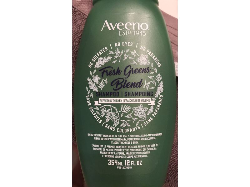Aveeno Refresh & Thicken Shampoo, Fresh Greens Blend, 12 fl oz/354 mL