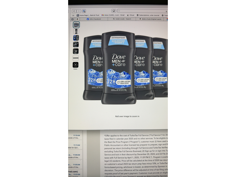 Dove Men+ Care Antiperspirant, Cool Fresh, 2.7 oz/76 g, Pack Of 4