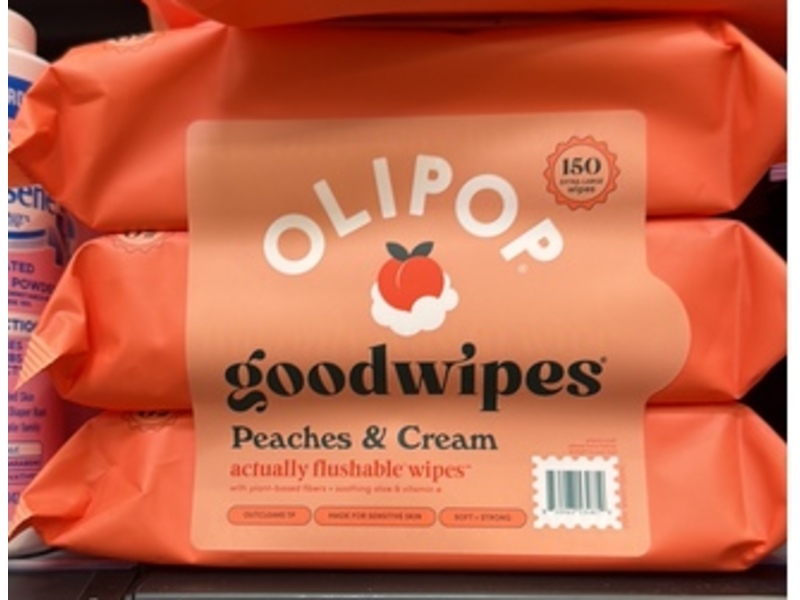 Olipop Good Wipes, Peaches & Cream, 150 Count