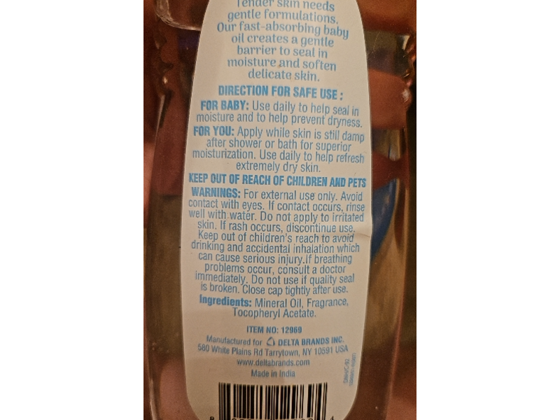 Baby Love by Personal Care Pure & Gentle Baby Oil, 10 fl oz/296 mL.