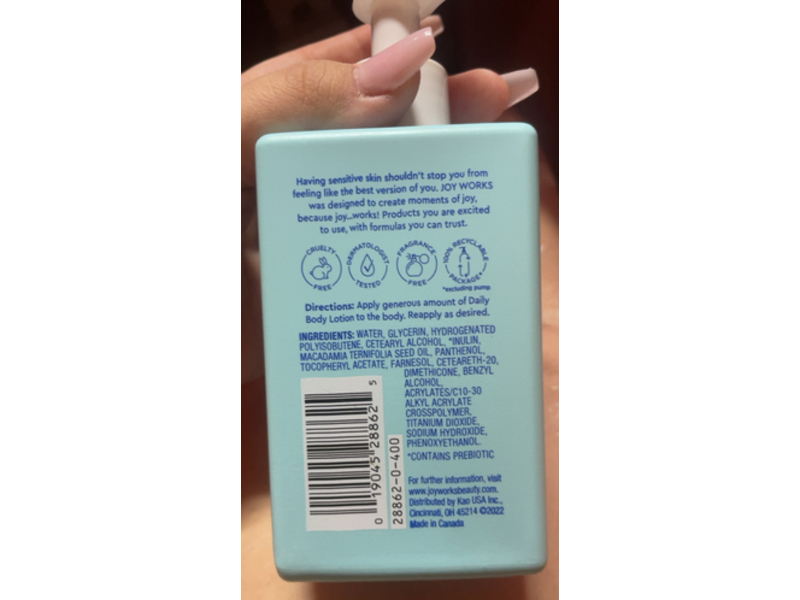 Joy Works Daily Body Lotion, 10 fl oz/296 mL