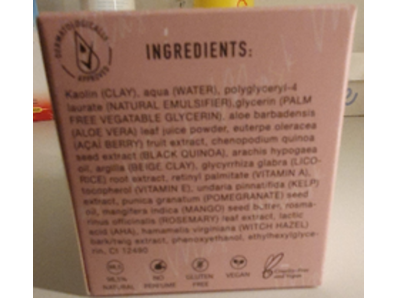 Clay And Glow Detoxifying Clay Mask, Pink, 4.59 oz/1.30 g