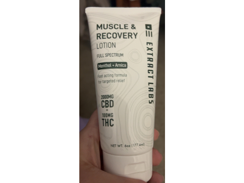 Extract Labs Muscle & Recovery Lotion, Menthol + Arnica, 6 oz/177.4 mL