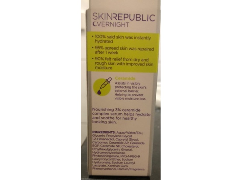 Skin Republic Overnight Serum, Creamide Complex 3%, 1 fl oz/30 mL