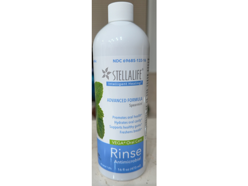 StellaLife Vega Oral Rinse Mouthwash, Spearmint, 16 fl oz/473 mL