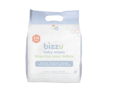 Bizzu Baby Wipes, 72 Count, Pack Of 3