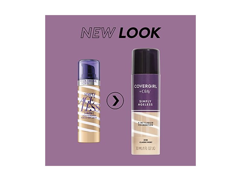 CoverGirl + Olay Simply Ageless 3-in-1 Liquid Foundation, 260 Classic Tan, 1 fl oz/30 mL