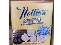 Nellie's Dish Cubes Plastic Free Dishwasher Detergent, Unscented, 64 Loads, 38.4 oz/1.09 kg - thumbnail 2