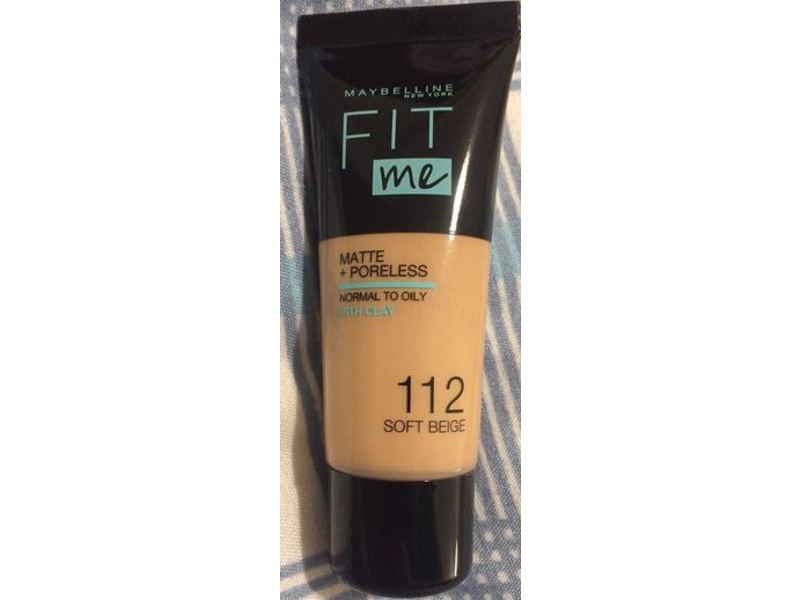 Maybelline New York Fit Me Matte + Poreless Foundation, 112 Soft Beige, 30 mL