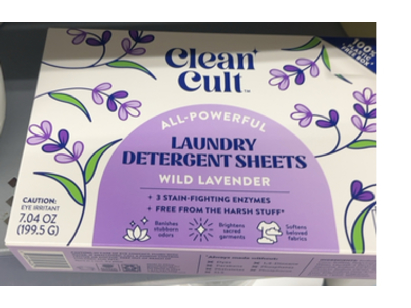 Cleancult Laundry Detergent Sheets, Wild Lavender, 60 Loads, 7.04 oz/199.5 g