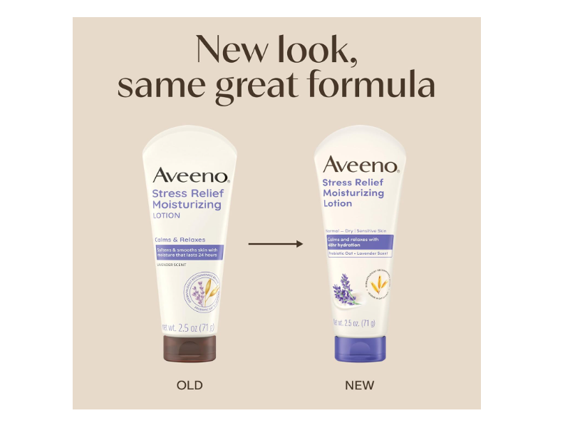 Aveeno Stress Relief Moisturizing Lotion, Lavender Scent, 2.5 fl oz/71 g