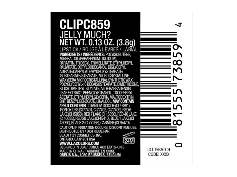 L.A.Colors Pout Chaser Lipstick, Jelly Much, 0.13 oz/3.8 g