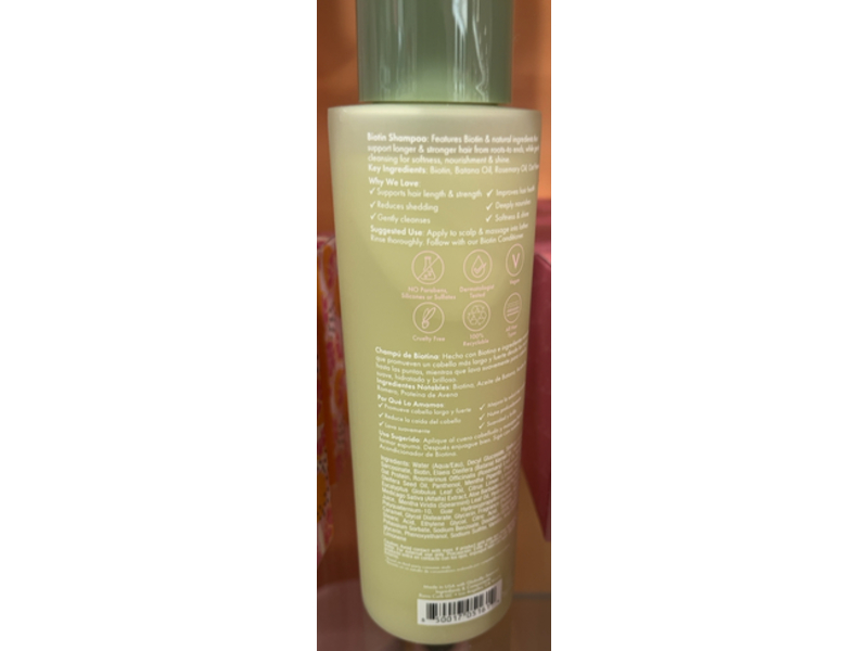 Rizos Curls Biotin Shampoo, Biotin + Batana Oil & Rosemary Oil, 10 fl oz/296 mL