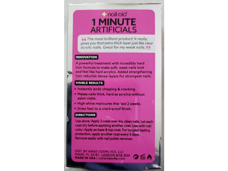 Nail-Aid 1 Minute Artificials, Acrylic Power Iron Formula, 0.55 fl oz/15 mL