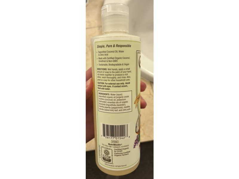 NutriBiotic Pure Coconut Oil Soap, Lavender & Mint, 8 fl oz/236 mL