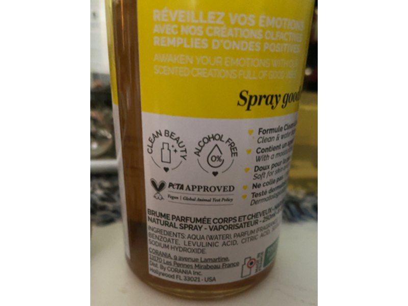 Solinotes Refreshing & Moisturizing Hair & Body Mist, Vanilla, 8.45 fl oz/250 mL