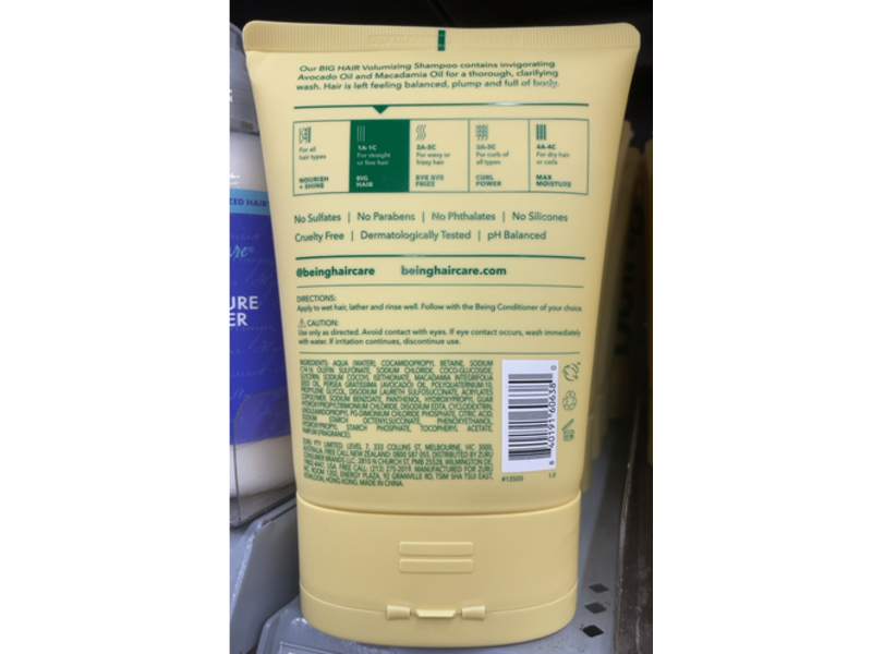 Being Haircare Big Hair Volumizing Shampoo, Avocado & Macadamia Oil, 12 fl oz/354 mL