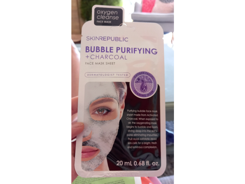Skin Republic Face Mask Sheet, Bubble Purifying + Charcoal, 0.68 fl oz/20 mL