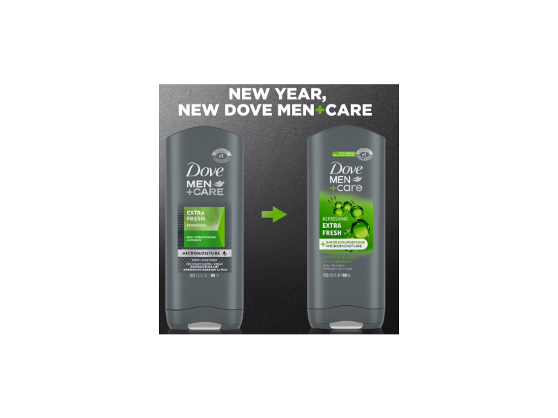 Dove Men+Care Refreshing Body + Face Wash, Extra Fresh, 18 fl oz/532 mL