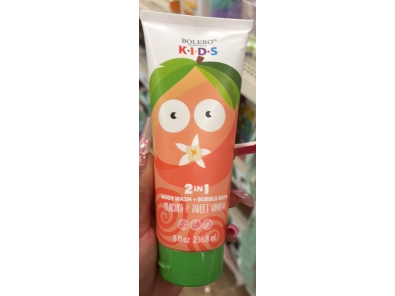 Bolero Kids 2 In1 Body Wash + Bubble Bath, Peaches & Sweet Vannila, 8 fl oz/236.8 mL