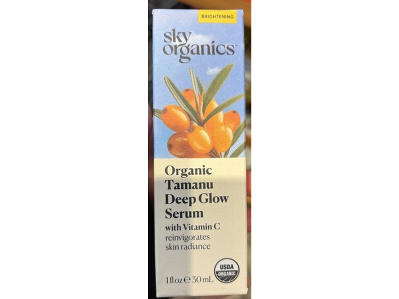Sky Organics Organic Tamanu Deep Glow Serum, Vitamin C, 1 fl oz/30 mL