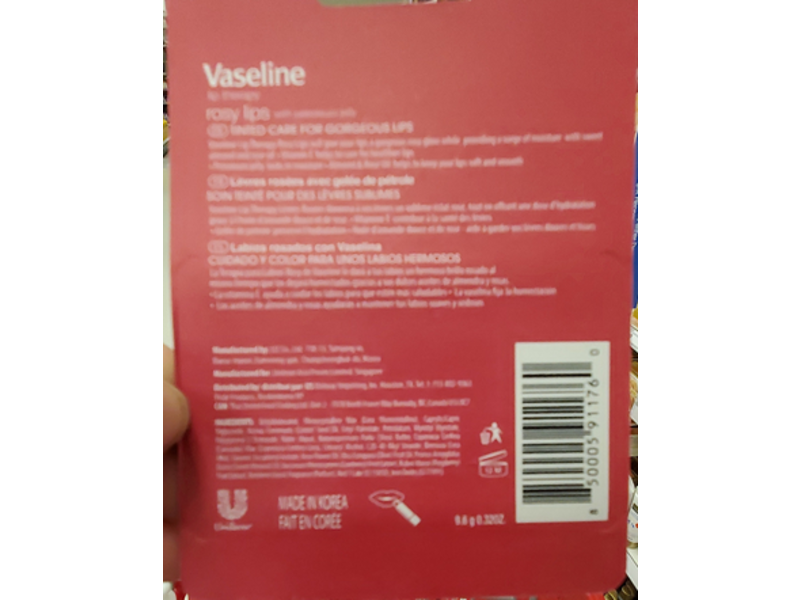 Vaseline Lip Therapy, Rosy Lips, Petroleum Jelly, 0.16 oz/4.8 g, Pack Of 2