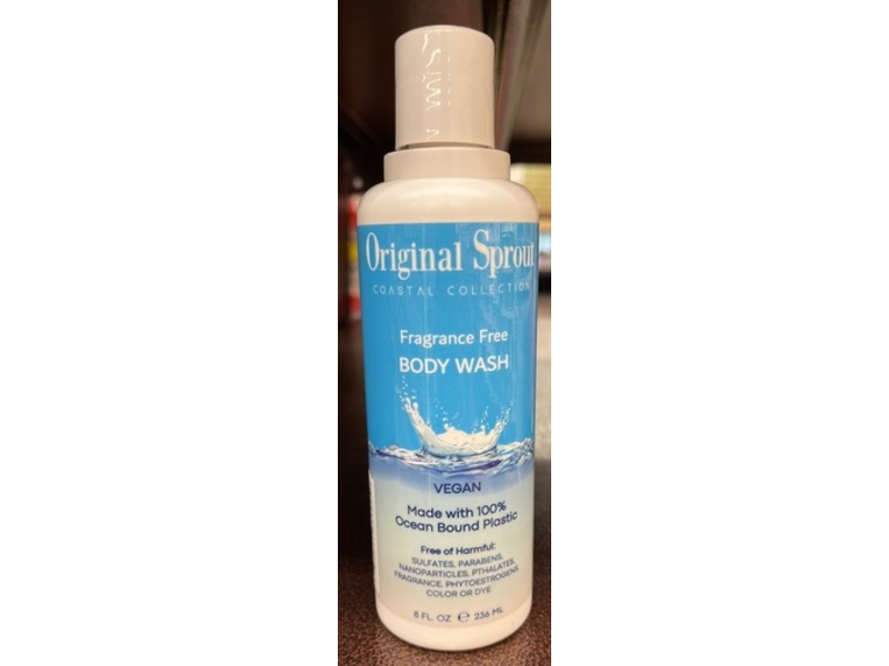 Original Sprout Coastal Collection Body Wash, Fragrance Free, 8 fl oz/236 mL
