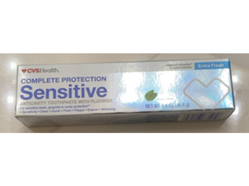 CVS Health Complete Protection Sensitive Fluoride Toothpaste, Extra Fresh, 3.4 oz/96.4 g