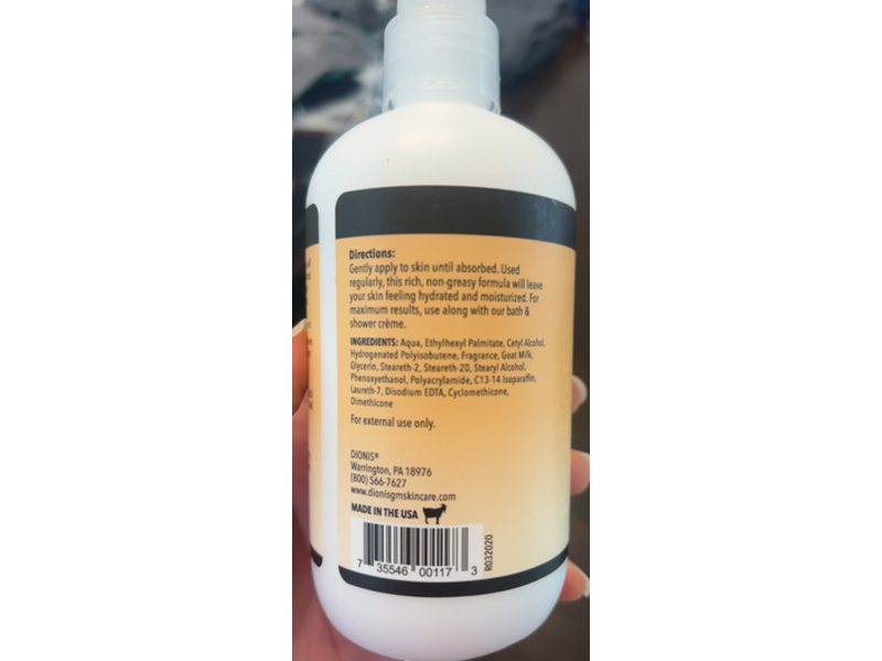 Dionis Goat Milk Body Lotion, Milk & Honey, 8.5 fl oz/250 mL