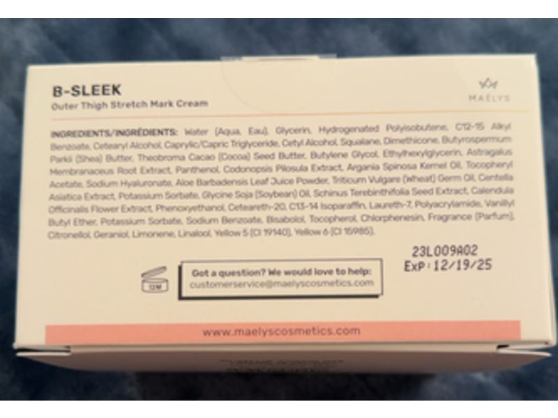 Maelys B - Sleek Outer Thigh Stretch Mark Cream, 3.38 fl oz/100 mL