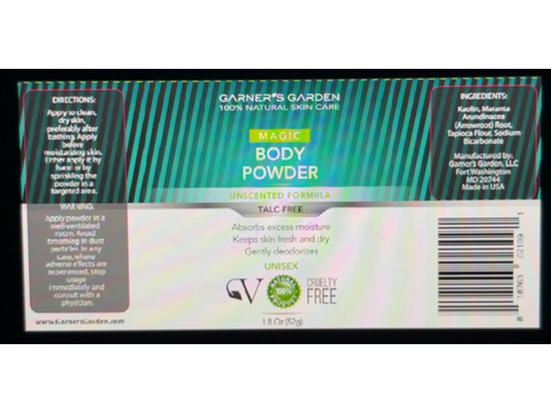 Garner's Garden Magic Body Powder, 5.9 oz/166 g