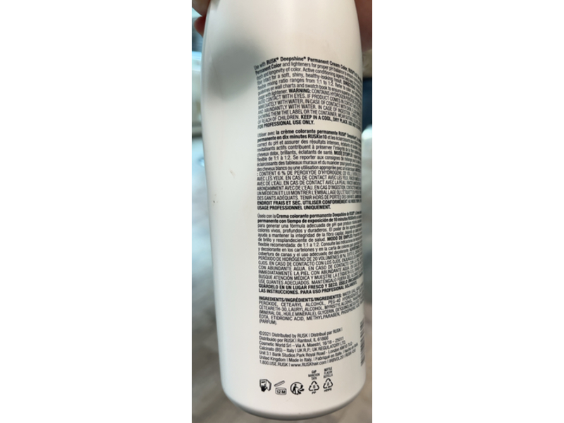 Rusk Shine Enhancing Cream Developer, Volume 20, 33.8 fl oz/1000 mL