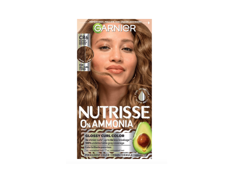 Garnier Nutrisse Curls Permanent Color, Cr6 Glossy Golden Brown, 1 Application