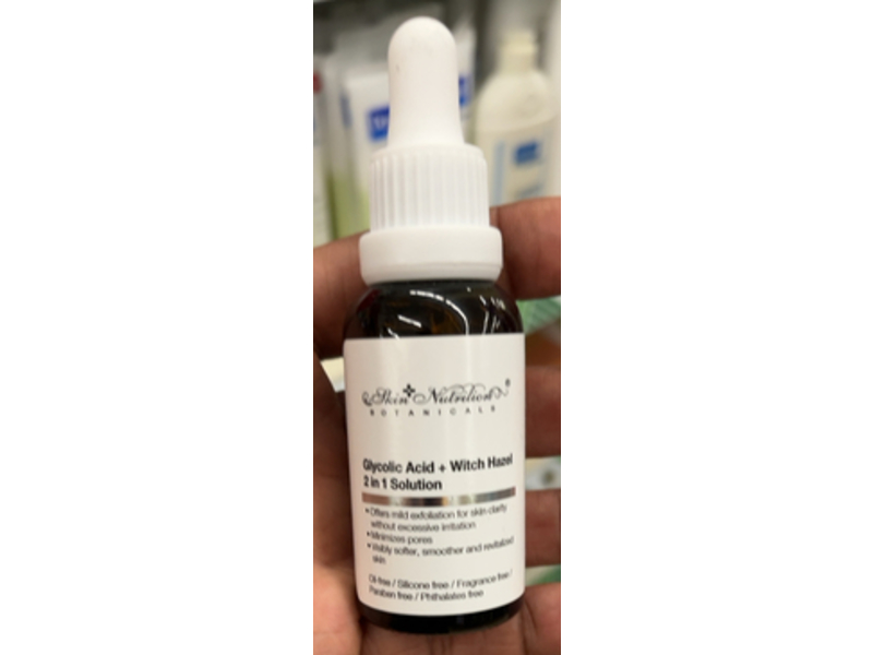 Skin Nutrition Botanicals 2 In 1 Solution Skin Renew Exfoliant, Glycolic Acid + Witch Hazel, 1 oz