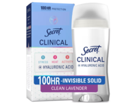 Secret Clinical 100Hr Invisible Solid Antiperspirant/Deodorant, Hyaluronic Acid + Clean Lavender, 2.6 oz/73 g - thumbnail 1