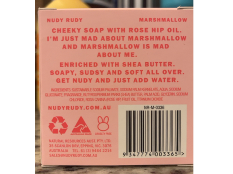 Nudy Rudy Mad Marshmallow Soap, Rose Hip Extract & Shea Butter, 4.2 oz/120 g