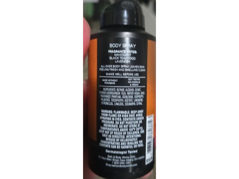 Bath & Body Works Men's Body Spray, Mahogany Teakwood, 3.7 oz/104 g