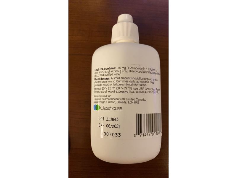 Fluocinonide Topical Solution USP 0.05%, 60 mL Glasshouse Pharmaceuticals (RX)