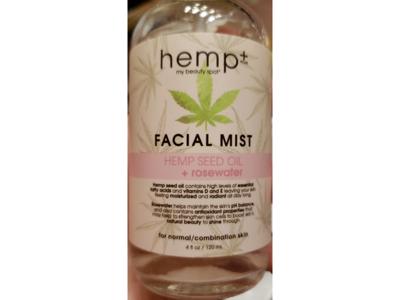 My Beauty Spot Hemp+ Facial Mist, Seed Oil + Rosewater, 4 fl oz/120 mL