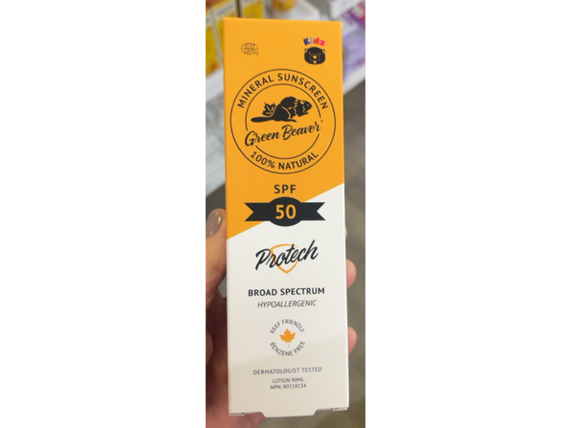 Green Beaver Kids Protech Mineral Sunscreen Lotion, SPF 50, 90 mL