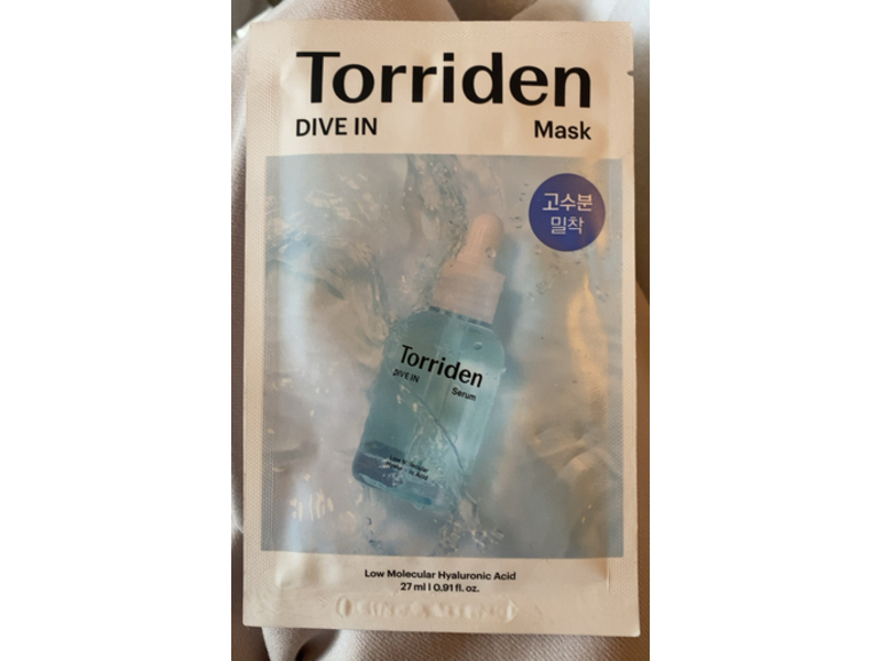 Torriden Dive In Low Molecular Hyaluronic Acid Mask, 0.91 fl oz/27 mL, 10 Count