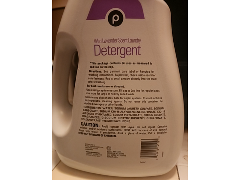 Publix Laundry Detergent, Wild Lavender, 64 Loads, 100 fl oz/2.95 L