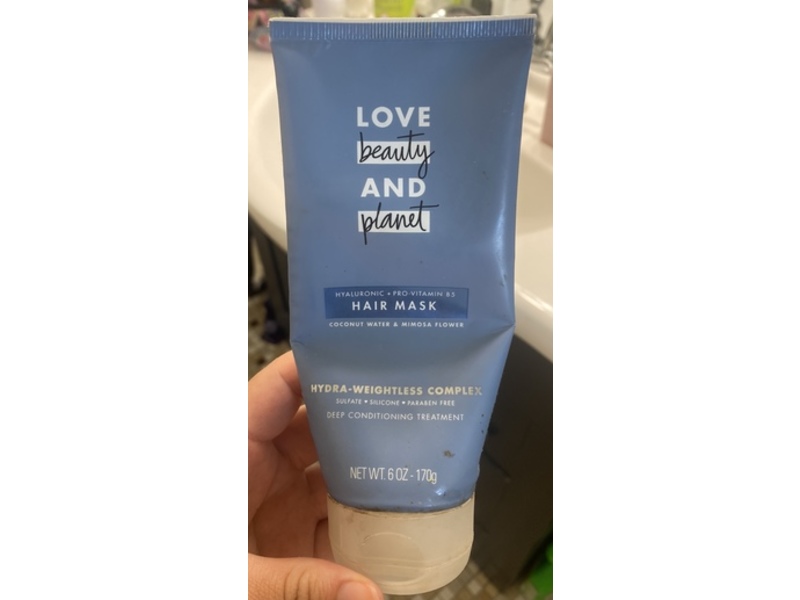 Love Beauty & Planet Hyaluronic + Pro-Vitamin B5 Deep Conditioning Treatment Hair Mask, Coconut Water & Mimosa Flower, 6 oz/170 g