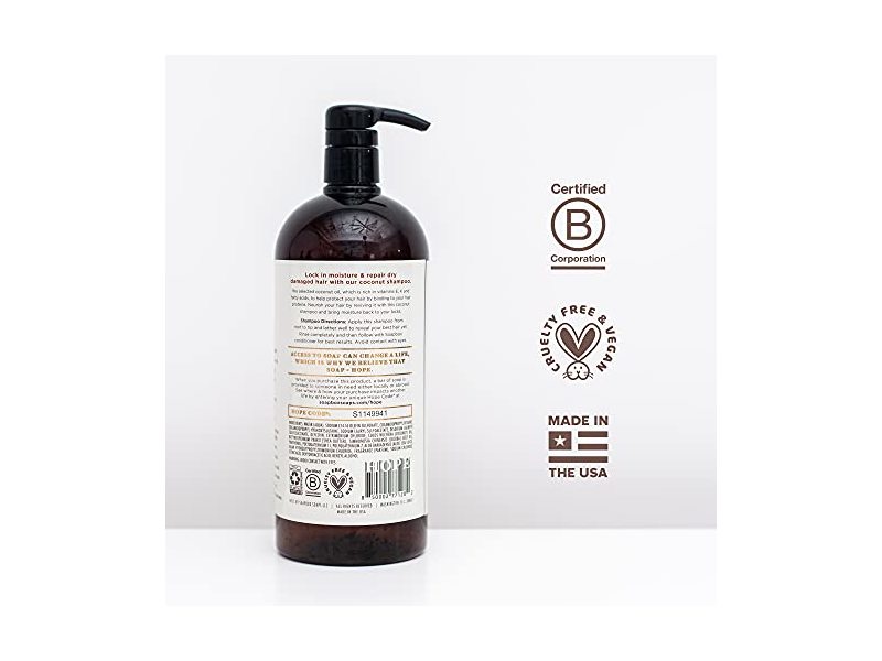 Soapbox Coconut Oil Shampoo, Sulfate Free, Paraben Free, Silicone Free, Color Safe, and Vegan Hair Shampoo (33.8 Ounces)
