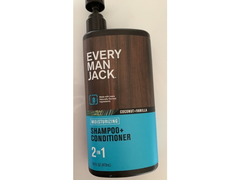 Every Man Jack 2 In 1 Shampoo + Conditioner, Coconut + Vanilla, 16 fl oz/473 mL